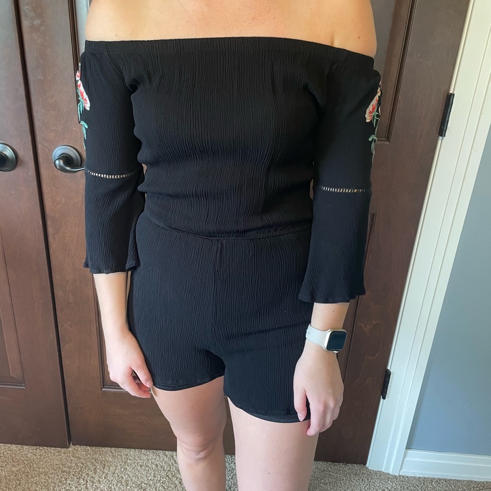 Black off the shoulder romper